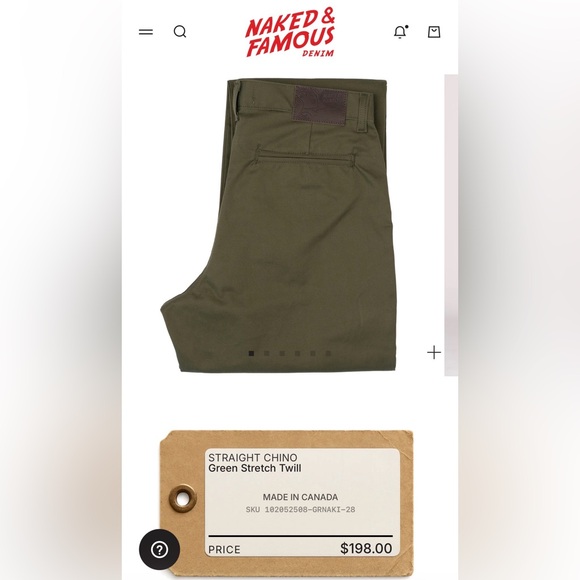 Naked & Famous Slim Chino – Khaki Green Stretch Twill – Made in Canada - Picture 10 of 10